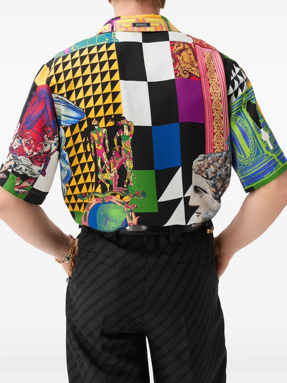 Versace Zijden-twill overhemd met print Zwart