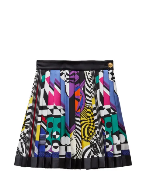 Versace printed silk-twill pleated mini skirt