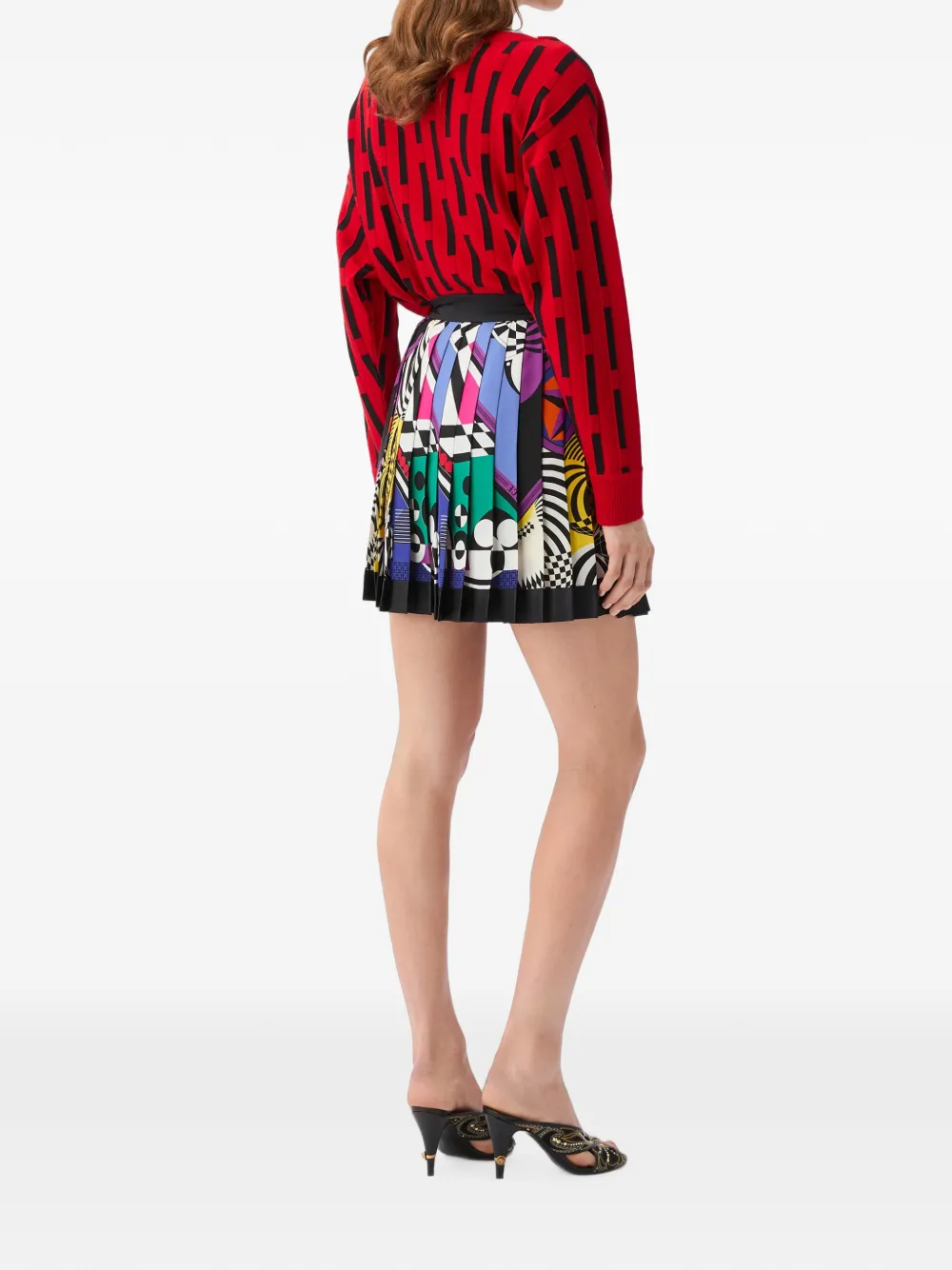 Versace Zijden-twill mini-plooirok met print Zwart