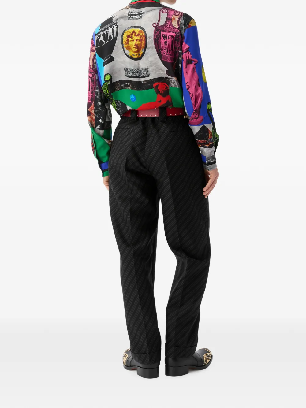 Versace Wollen pantalon met krijtstreep Zwart