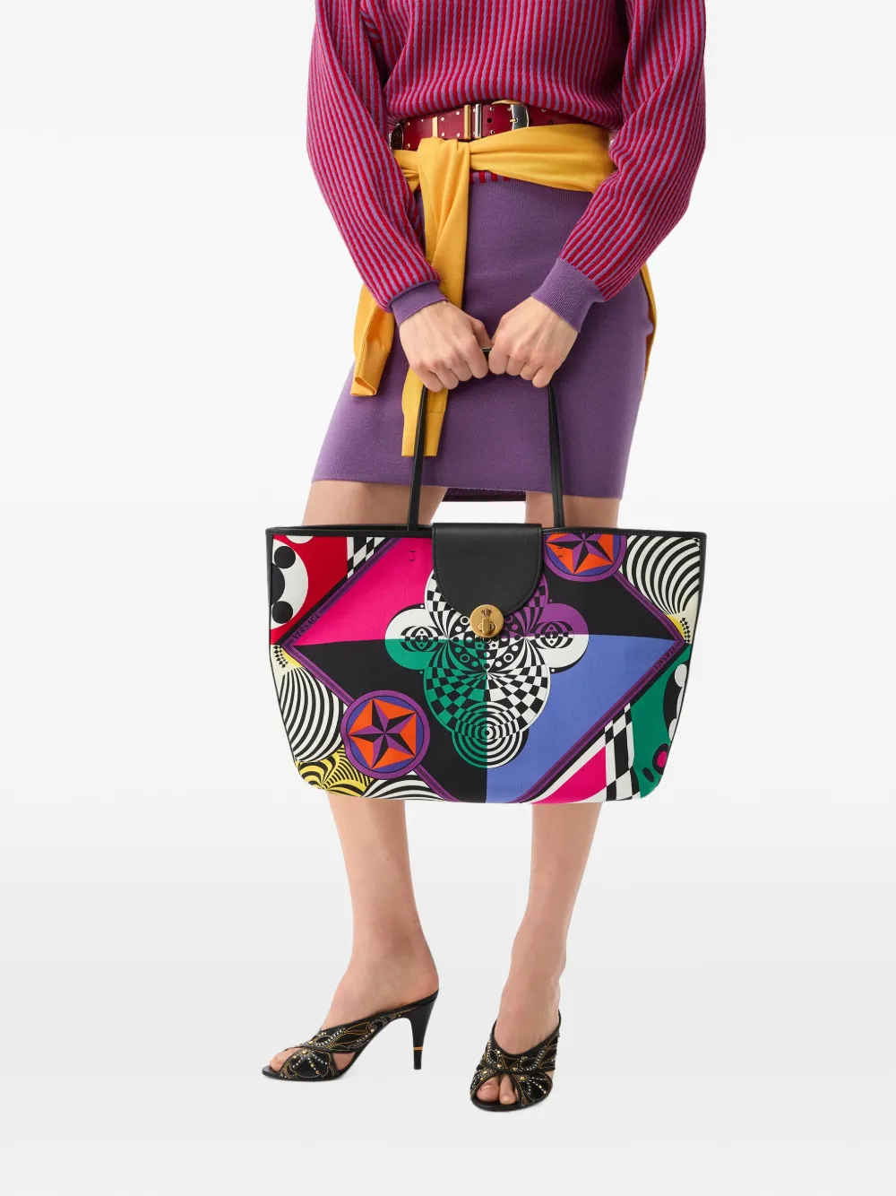 Versace Grote Vivian canvas shopper met print Zwart