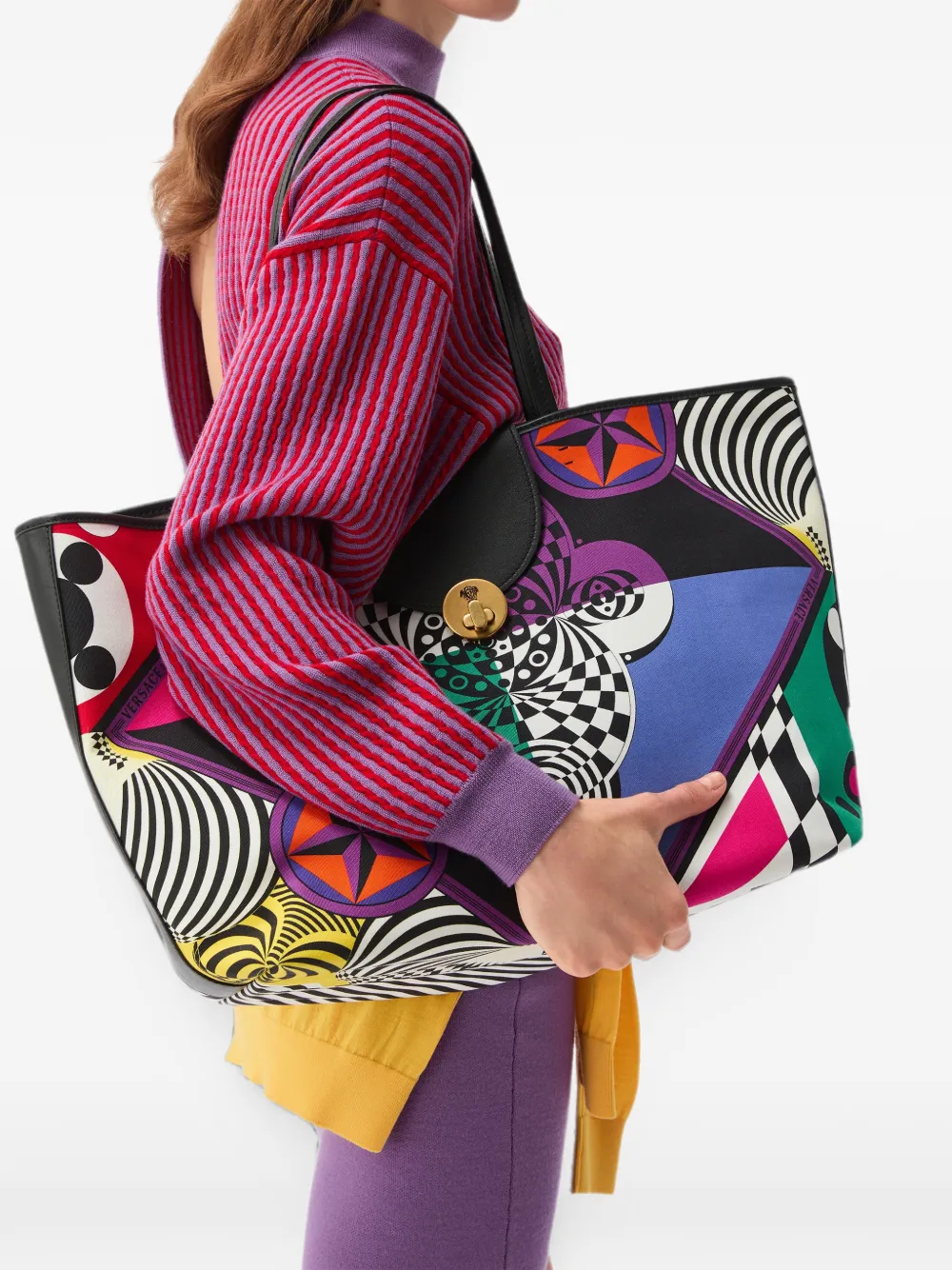 Versace Grote Vivian canvas shopper met print Zwart