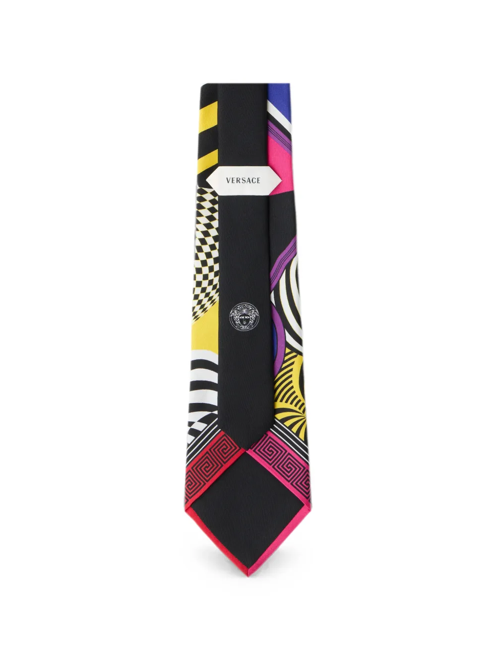 Versace Zijden twill stropdas met print Zwart