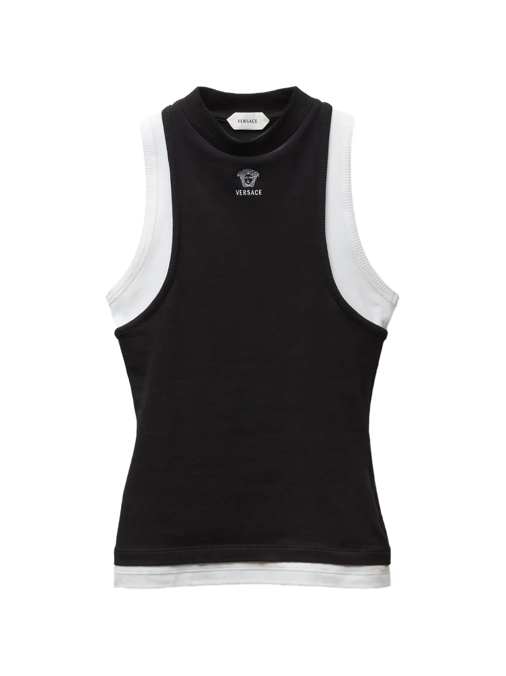 Versace embroidered-logo stretch cotton-jersey tank top - Nero