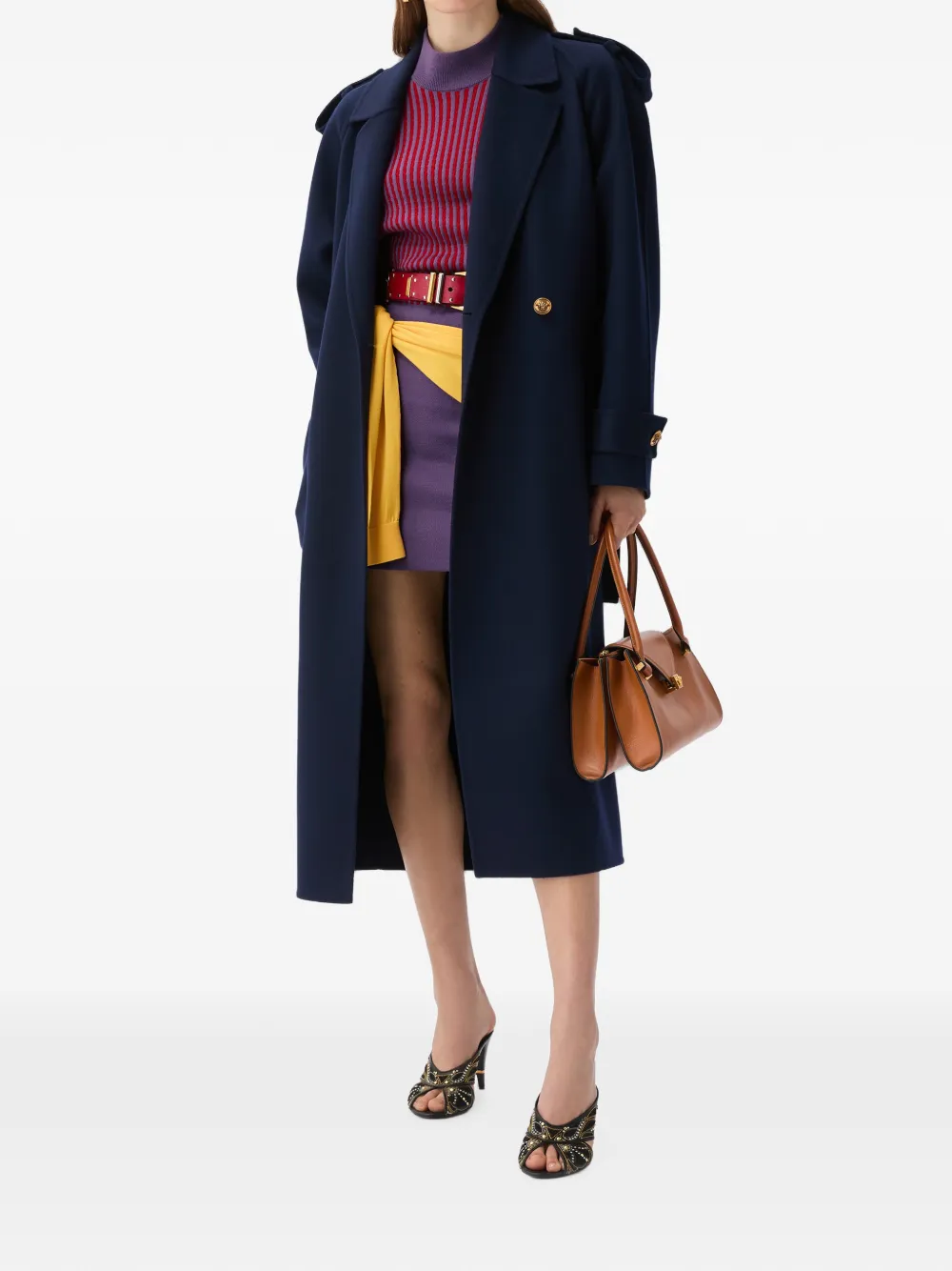 Versace Kabelgebreide wollen mini-jurk Paars