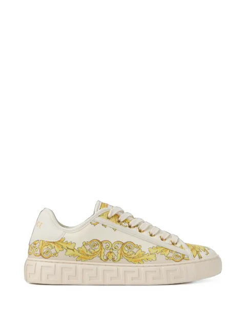 Versace Greca printed silk-twill trainers