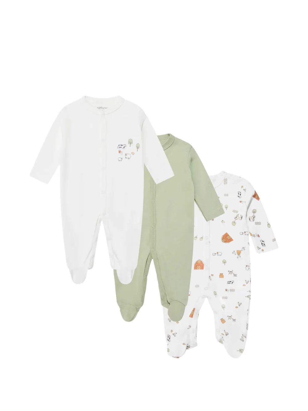 TIFFANY KIDS farm-print footed babywear set (set of thee) - Weiß