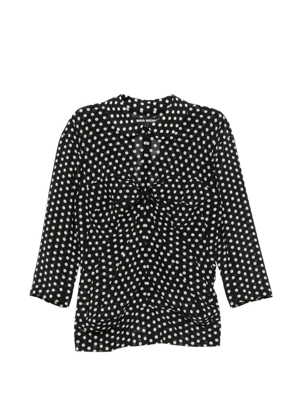 Junya Watanabe polka-dot ruched blouse - Nero
