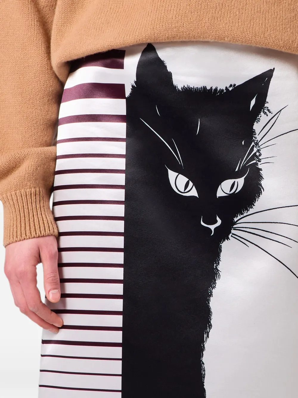 MSGM Midi-rok met kattenprint Wit