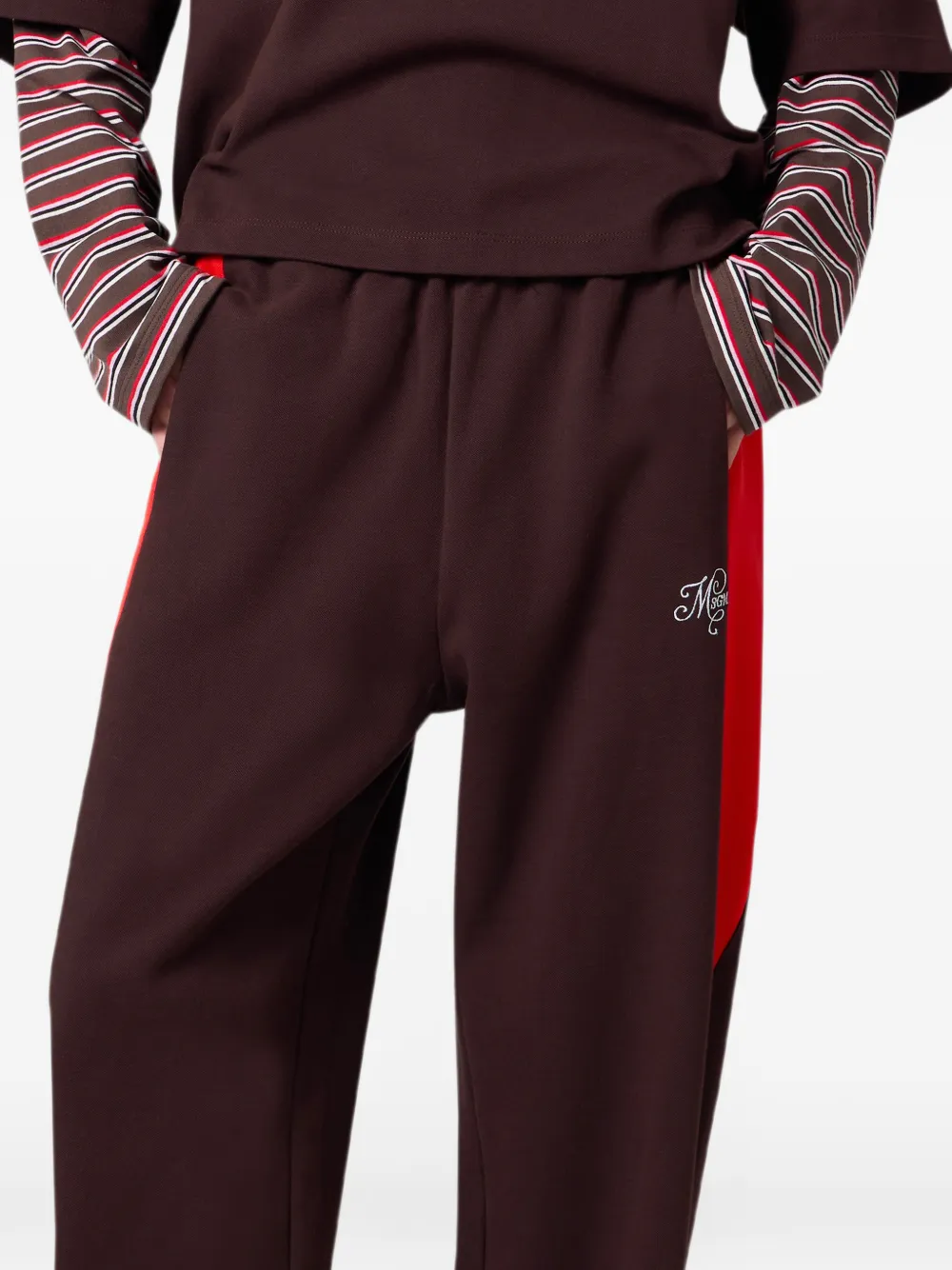 MSGM Trainingsbroek met geborduurd logo en contrasterend vlak Bruin
