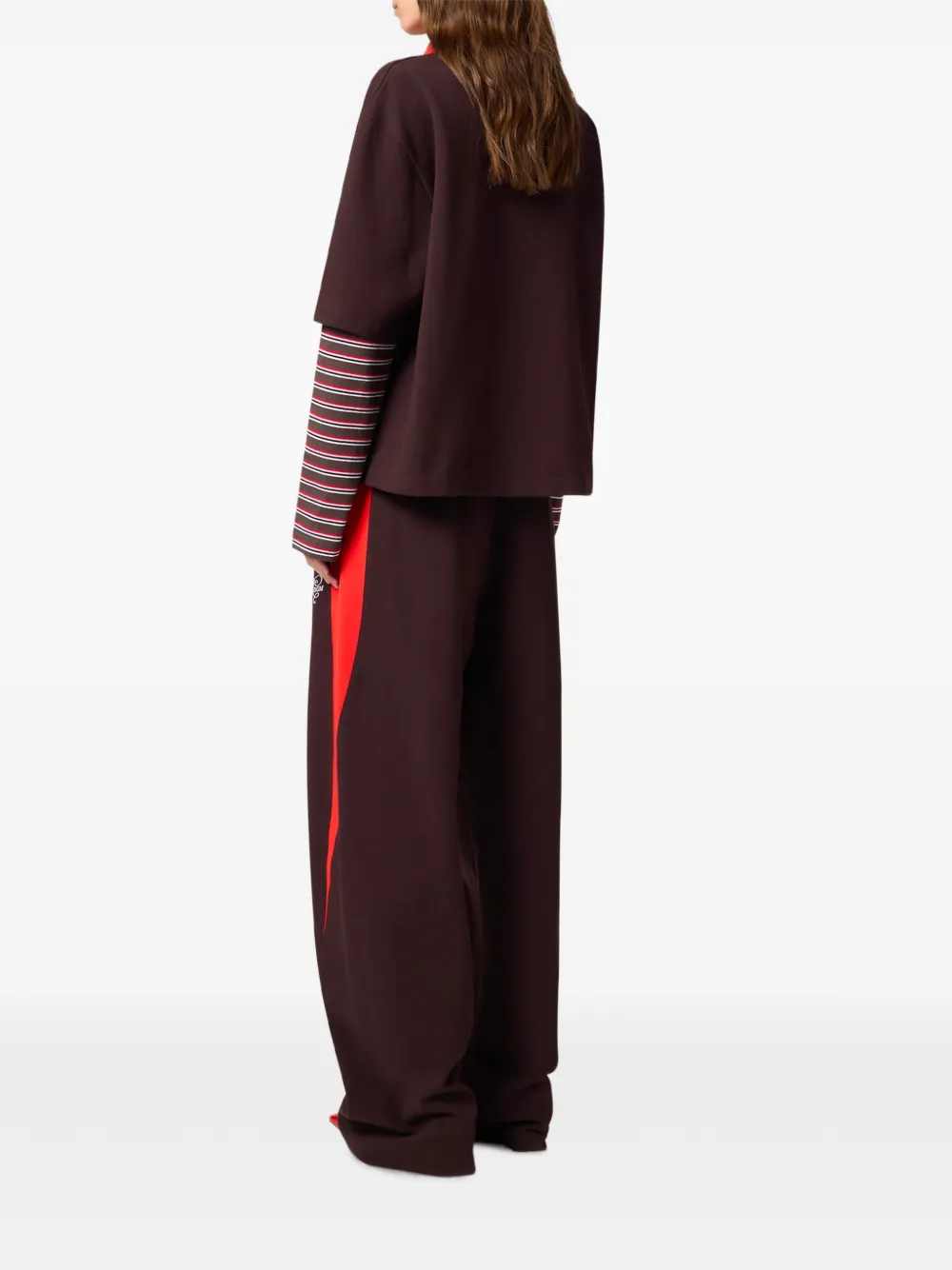 MSGM Trainingsbroek met geborduurd logo en contrasterend vlak Bruin