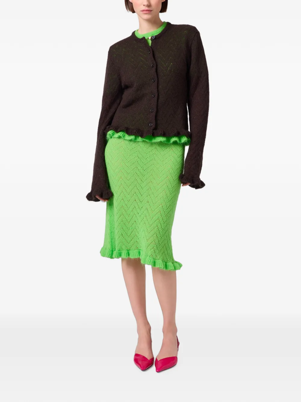 MSGM Vest met ruches afwerking Bruin