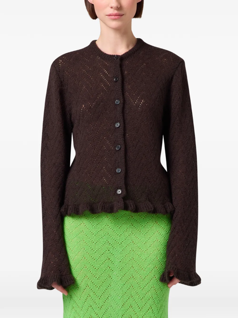 MSGM Vest met ruches afwerking Bruin