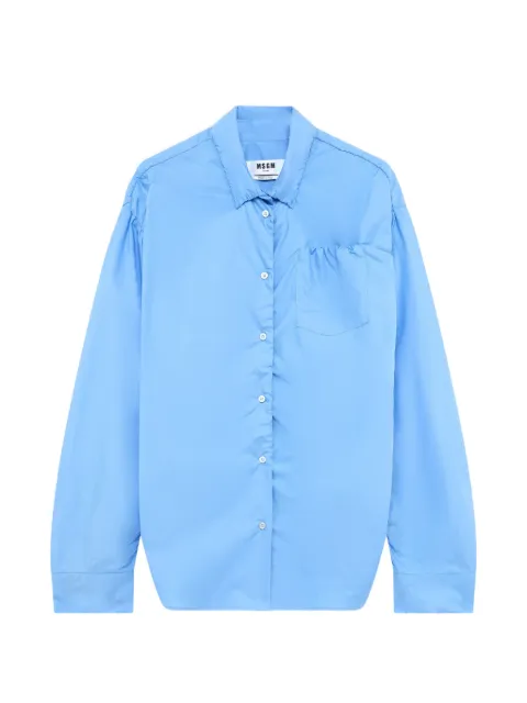 MSGM ruched chest-pocket shirt
