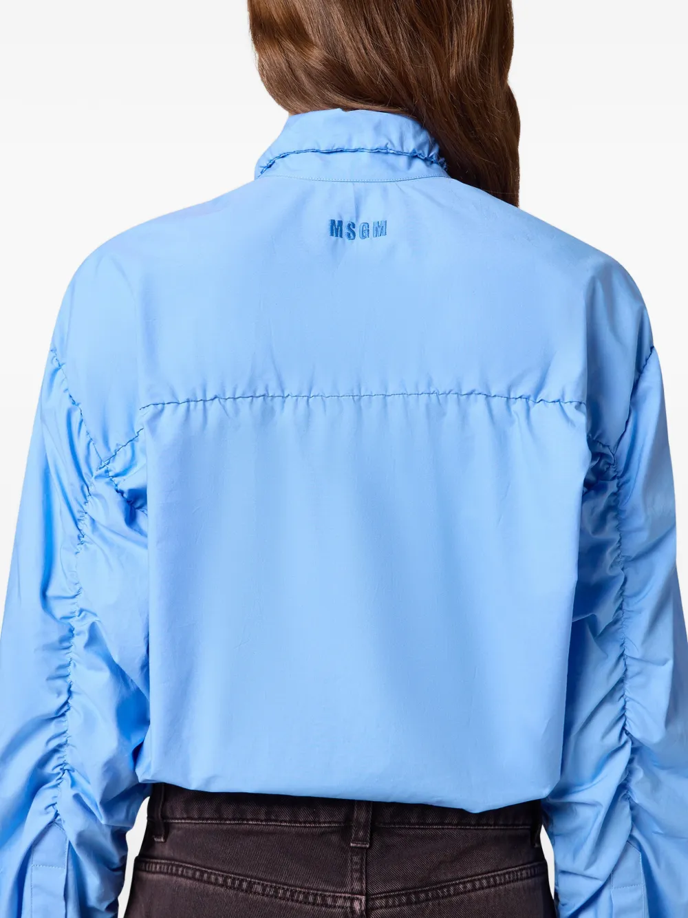 MSGM Blouse met borstzak en ruches Blauw