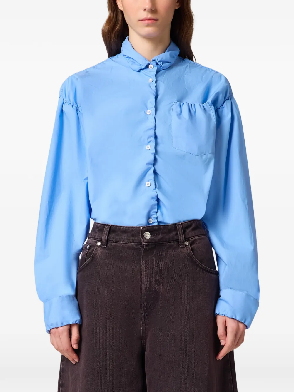 MSGM Blouse met borstzak en ruches Blauw