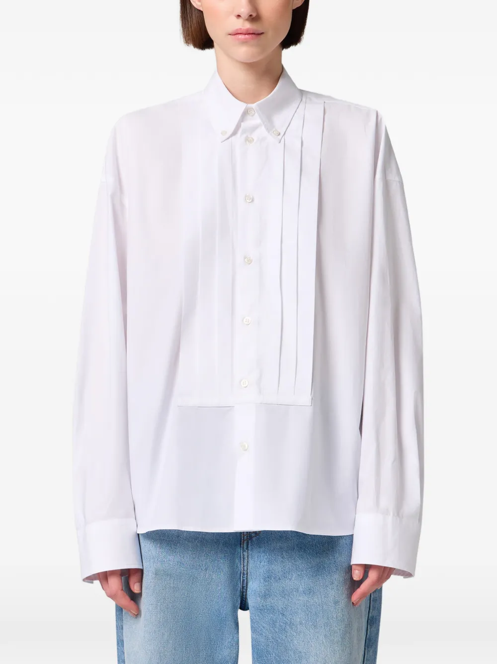 MSGM Button-down blouse met plooien Wit