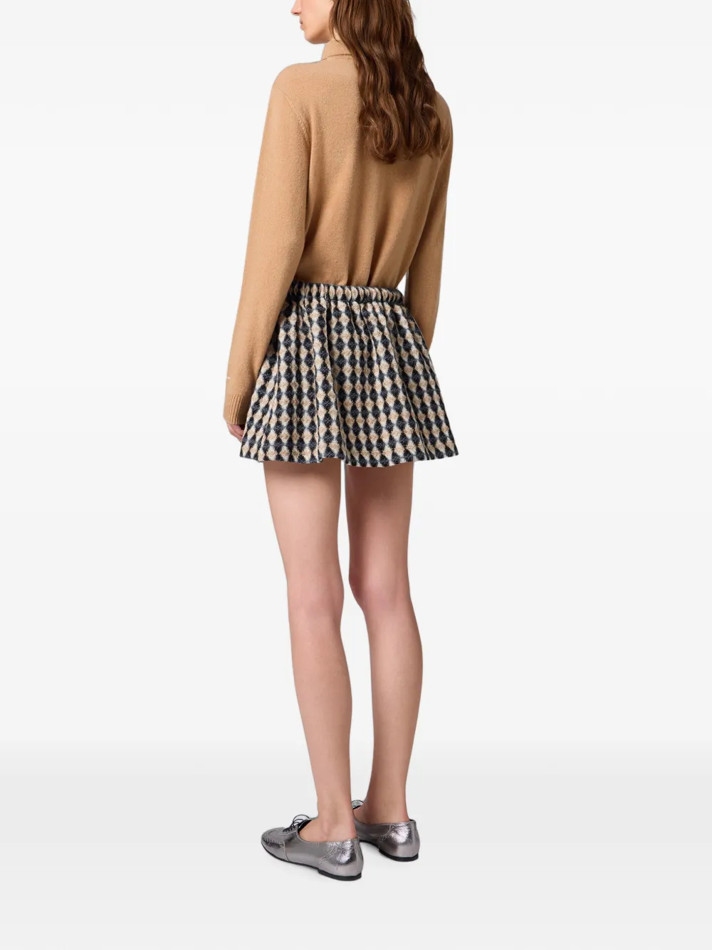 MSGM argyle-pattern drawstring mini skirt Beige