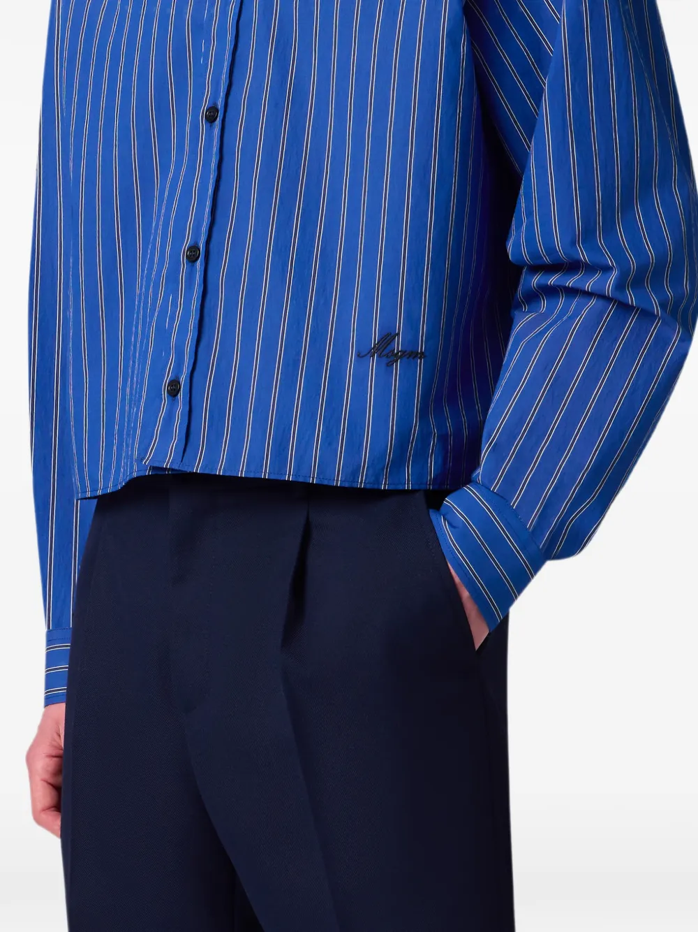 MSGM Cropped overhemd met verticale strepen Blauw