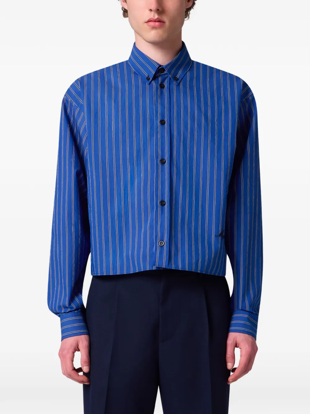 MSGM Cropped overhemd met verticale strepen Blauw