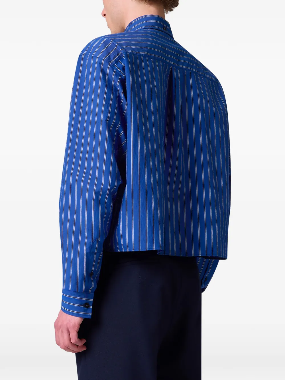 MSGM Cropped overhemd met verticale strepen Blauw