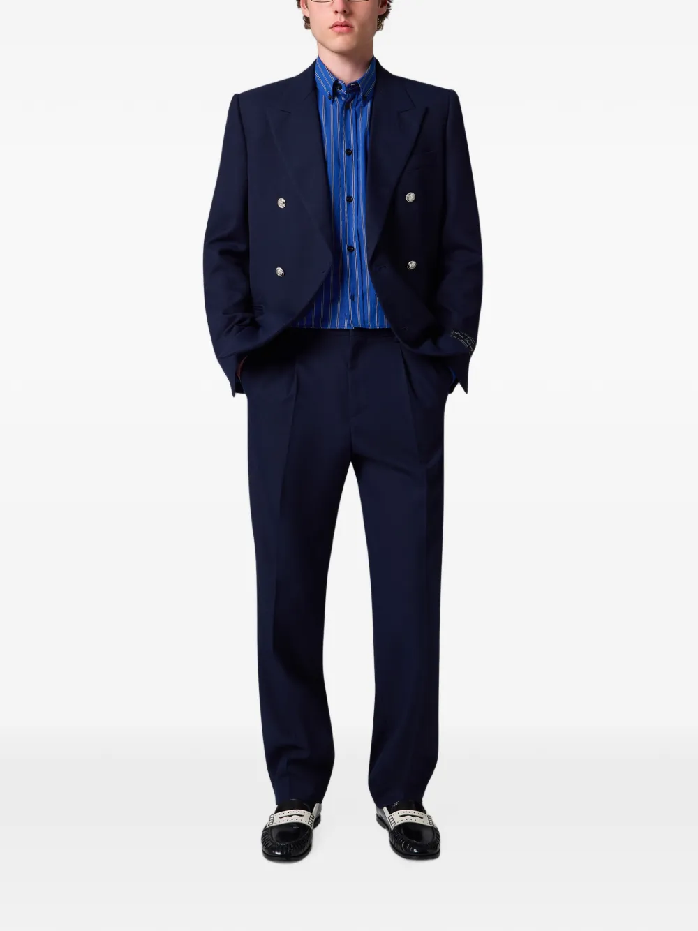 MSGM Cropped overhemd met verticale strepen Blauw