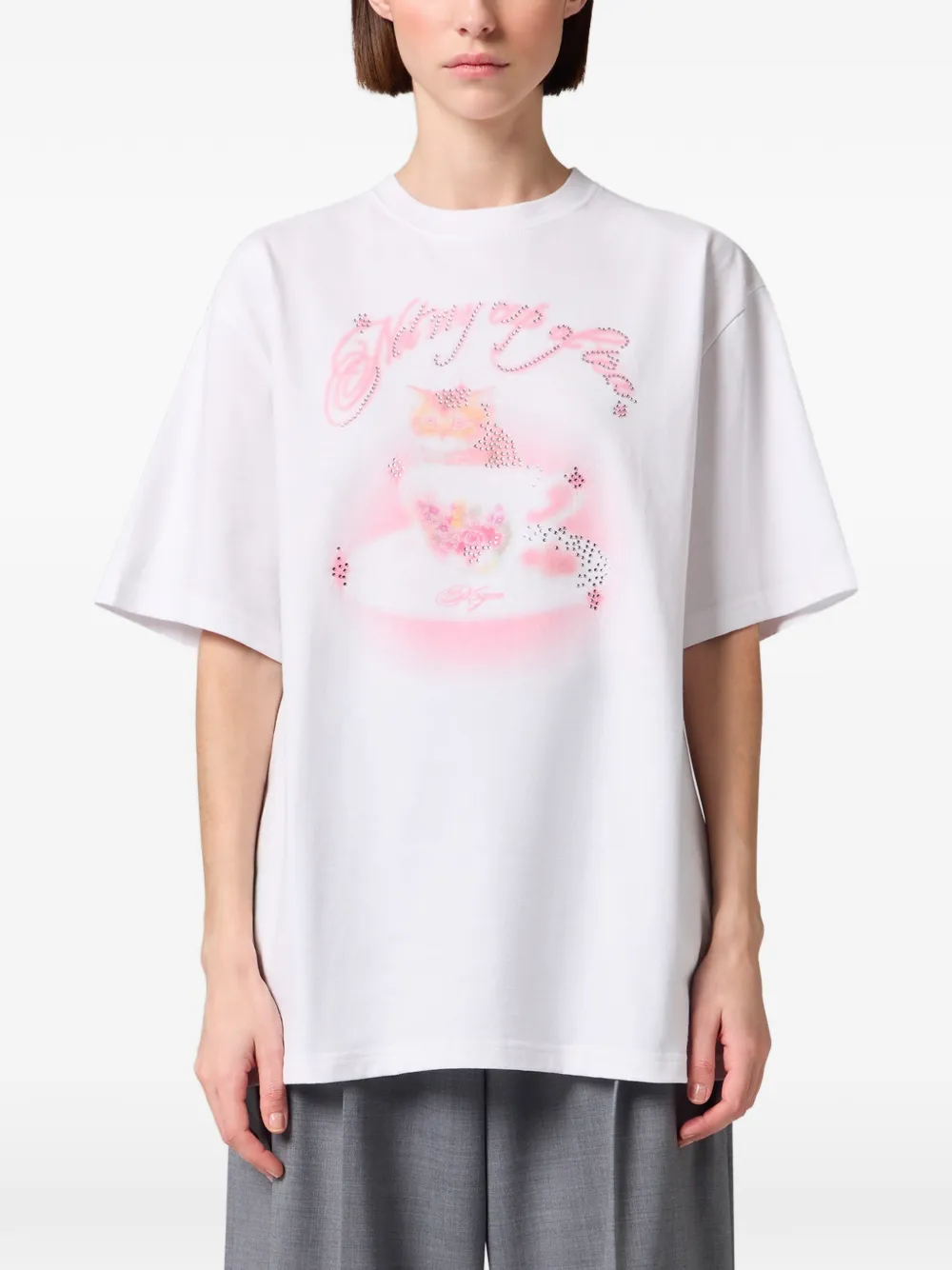 MSGM T-shirt verfraaid met stras Wit