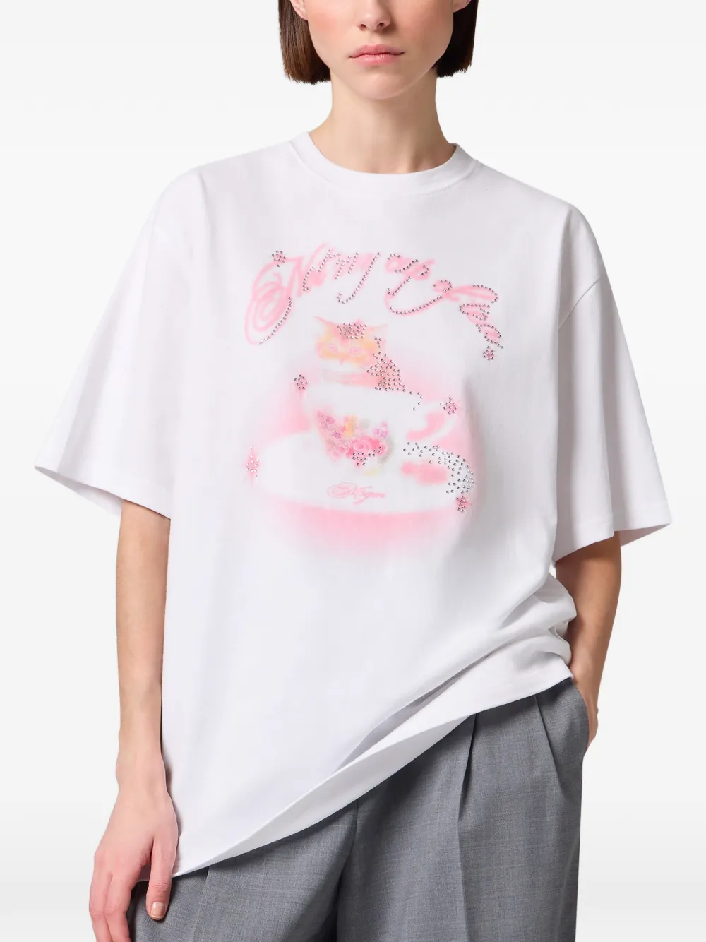 MSGM T-shirt verfraaid met stras Wit