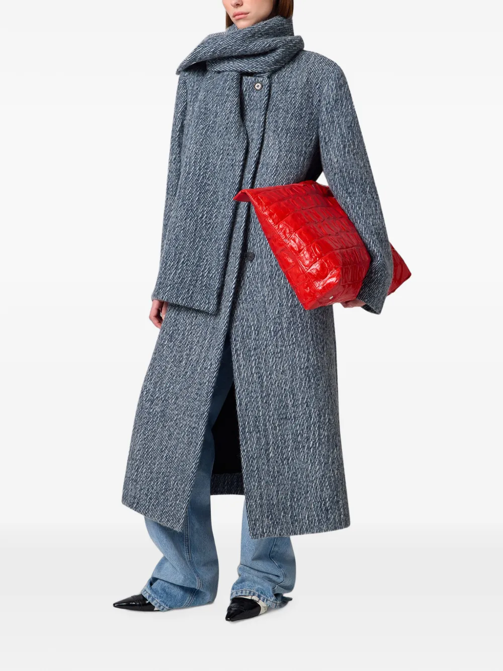 MSGM Jas met sjaaldetail en textuur Blauw