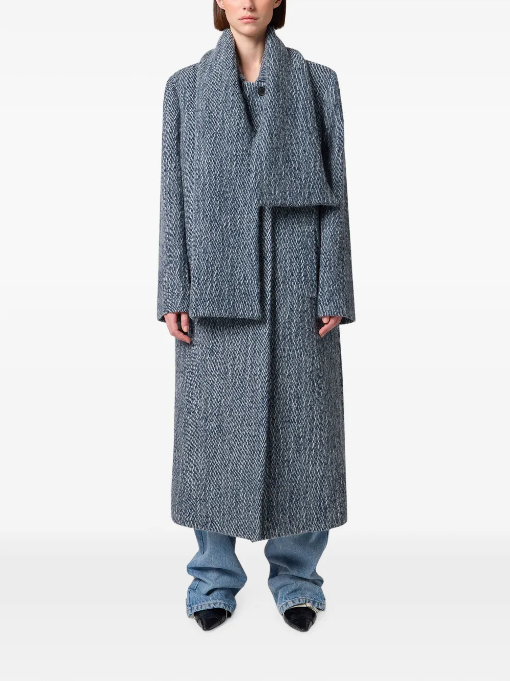 MSGM Jas met sjaaldetail en textuur Blauw
