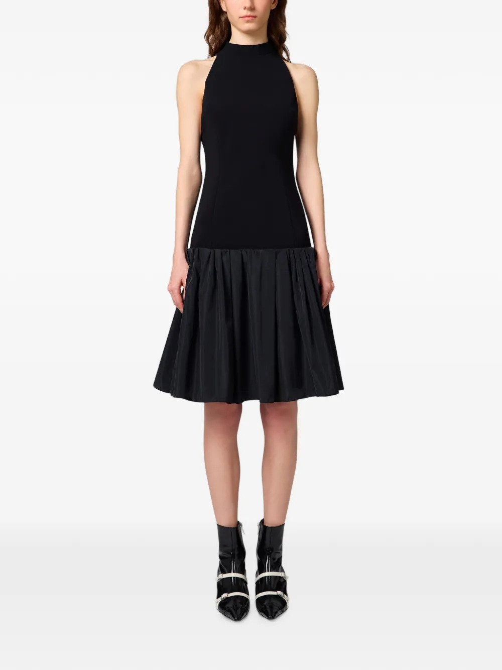 MSGM Geplooide halterjurk Zwart