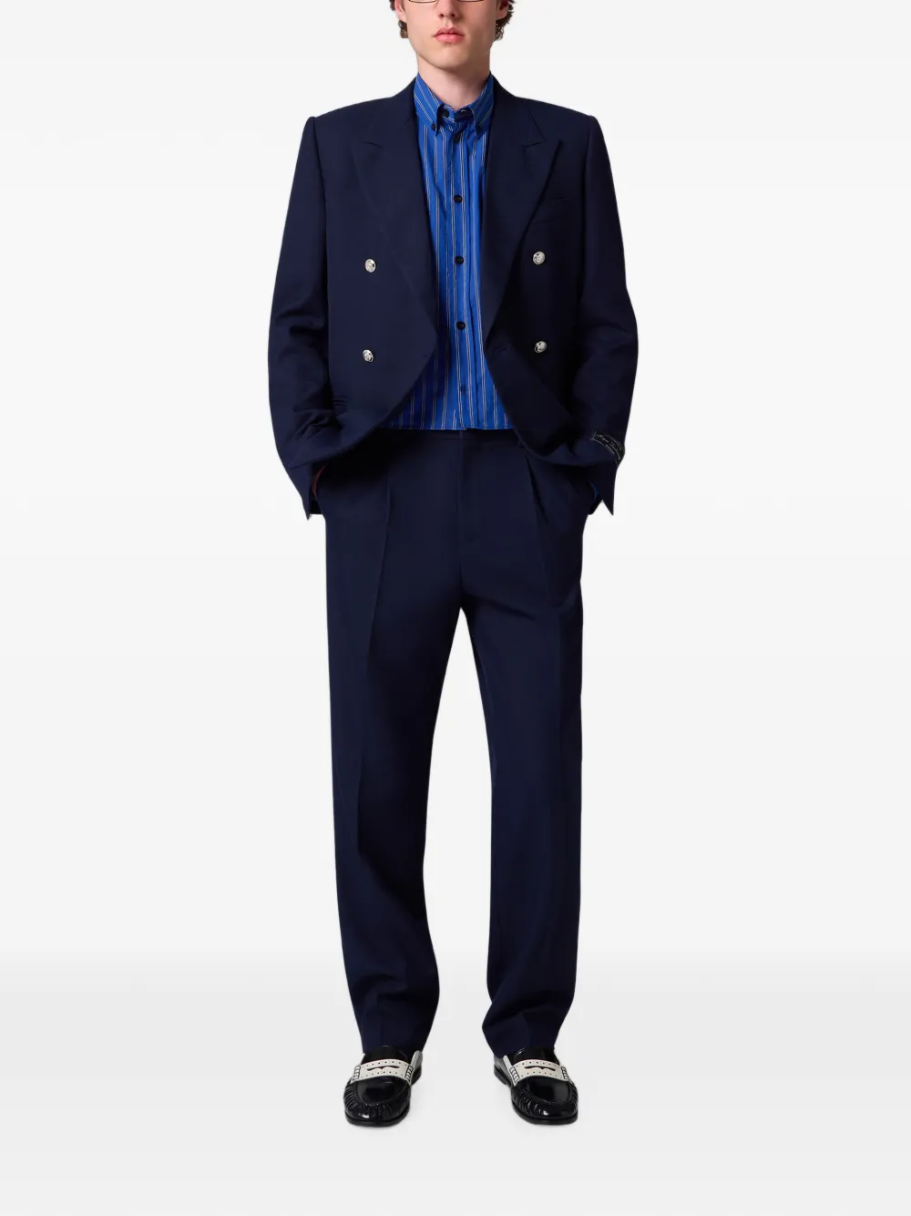 MSGM Jack met puntige revers en dubbele rij knopen Blauw