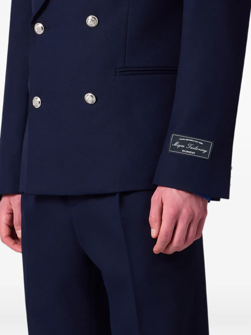 MSGM Jack met puntige revers en dubbele rij knopen Blauw