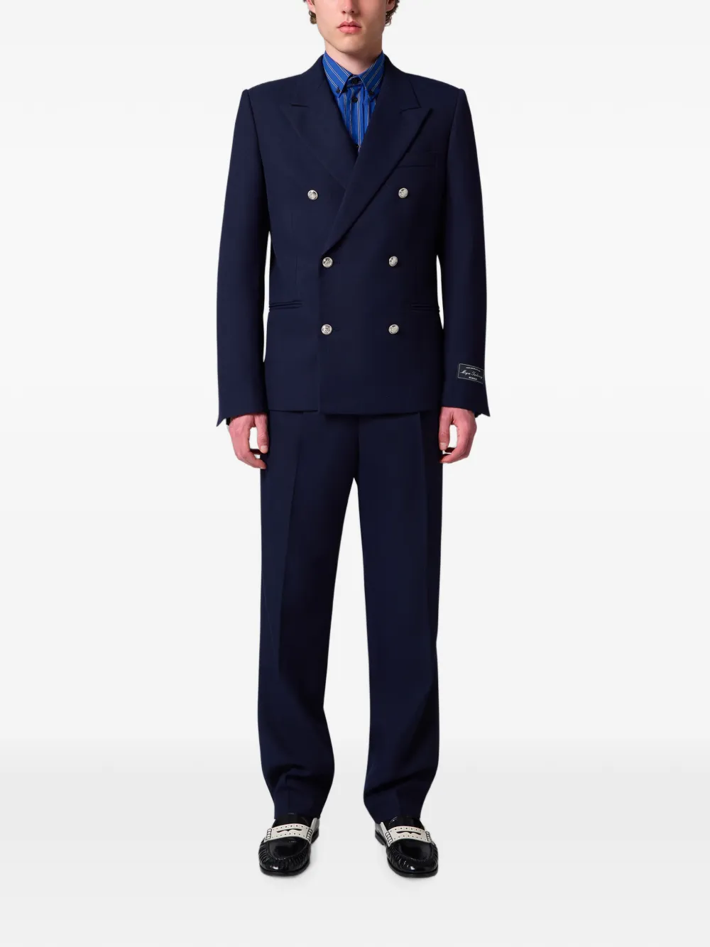 MSGM Jack met puntige revers en dubbele rij knopen Blauw