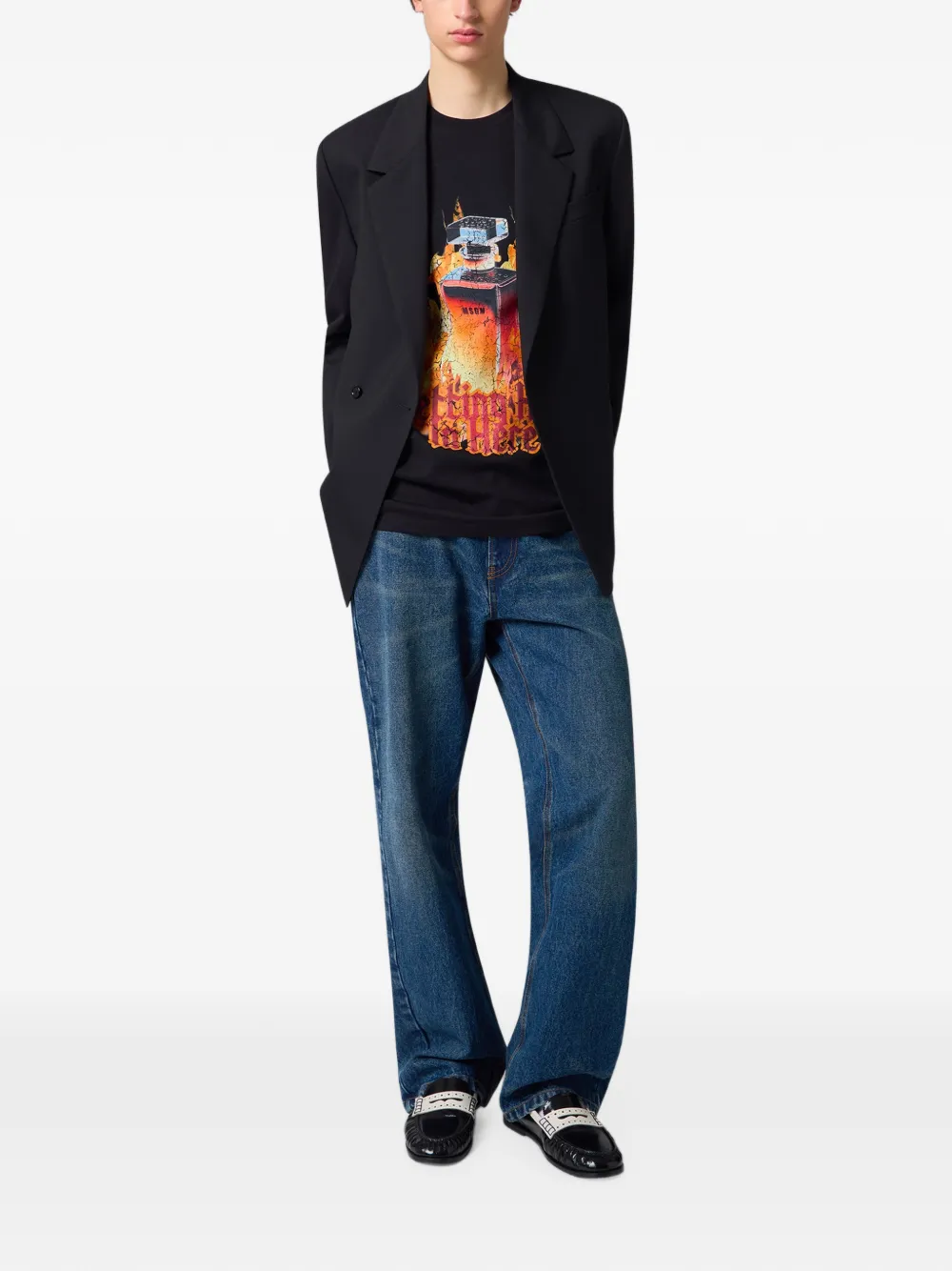MSGM T-shirt met geborduurd logo Zwart