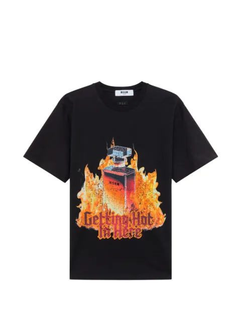 MSGM graphic-print logo-embroidered T-shirt