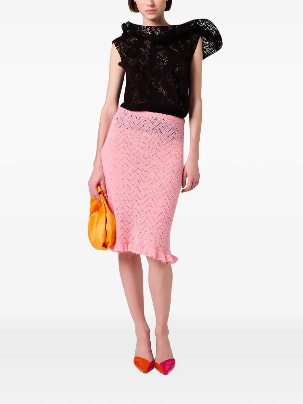 MSGM Rok met chevron streep Roze