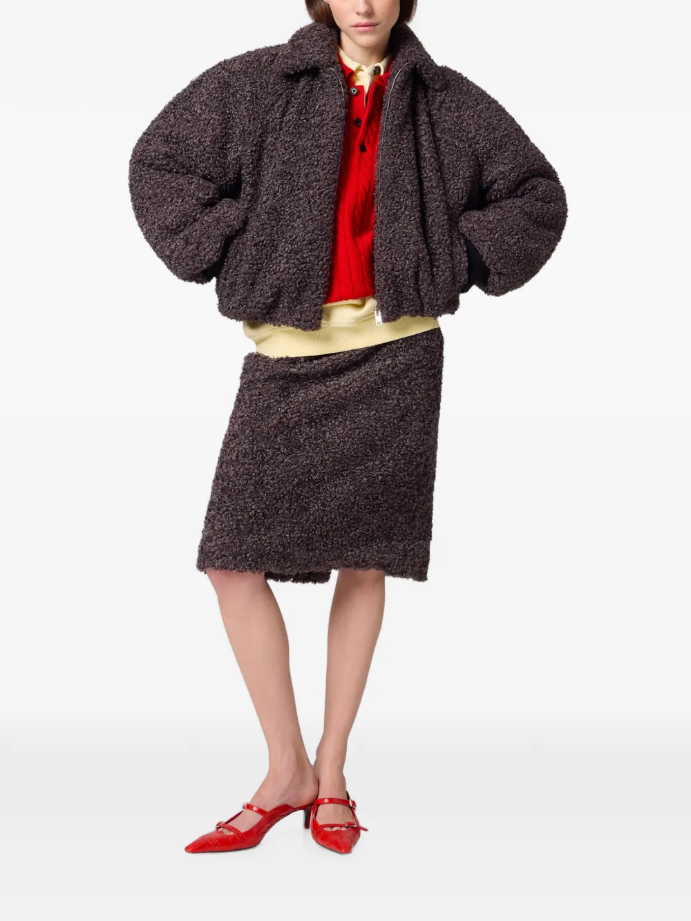 MSGM Bomberjack met bouclé-textuur Bruin