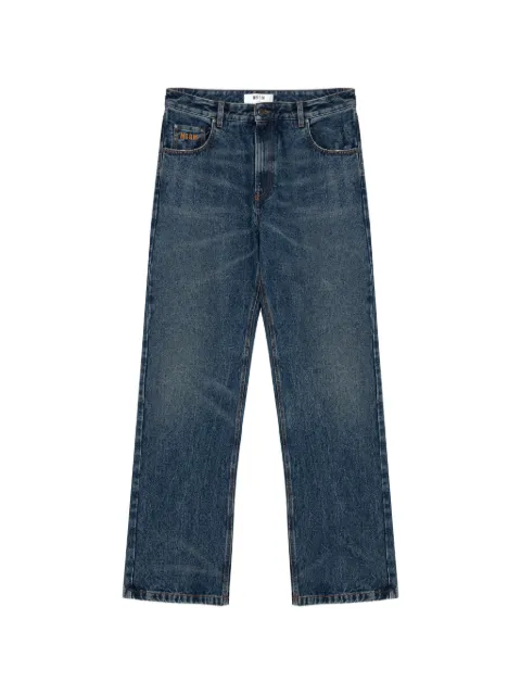 MSGM logo-embroidered faded jeans