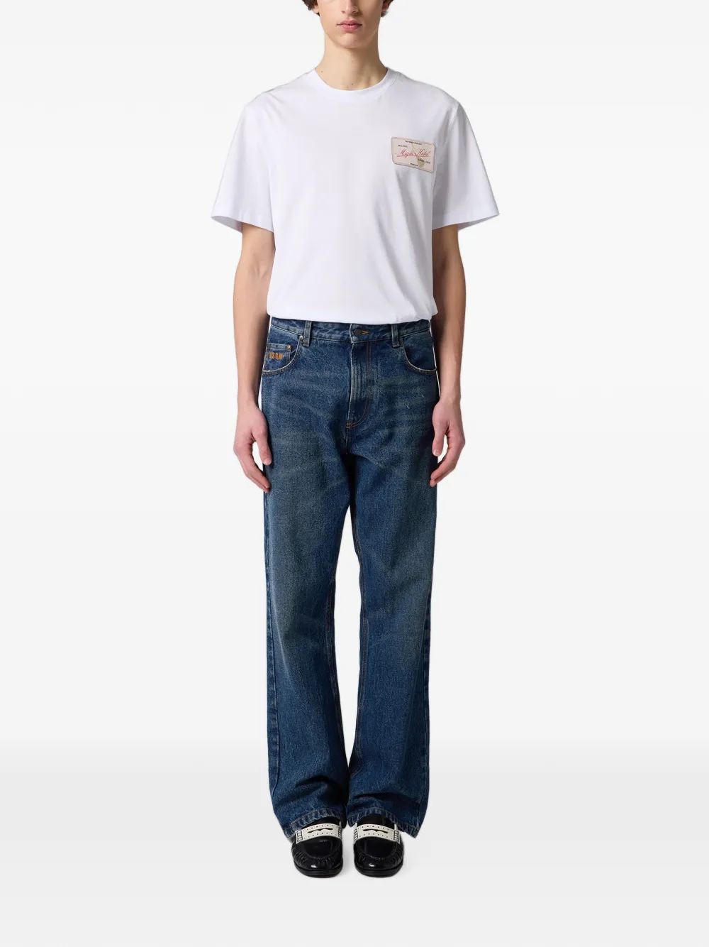 MSGM Jeans met geborduurd logo Blauw