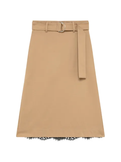 MSGM belted lace-trim midi skirt
