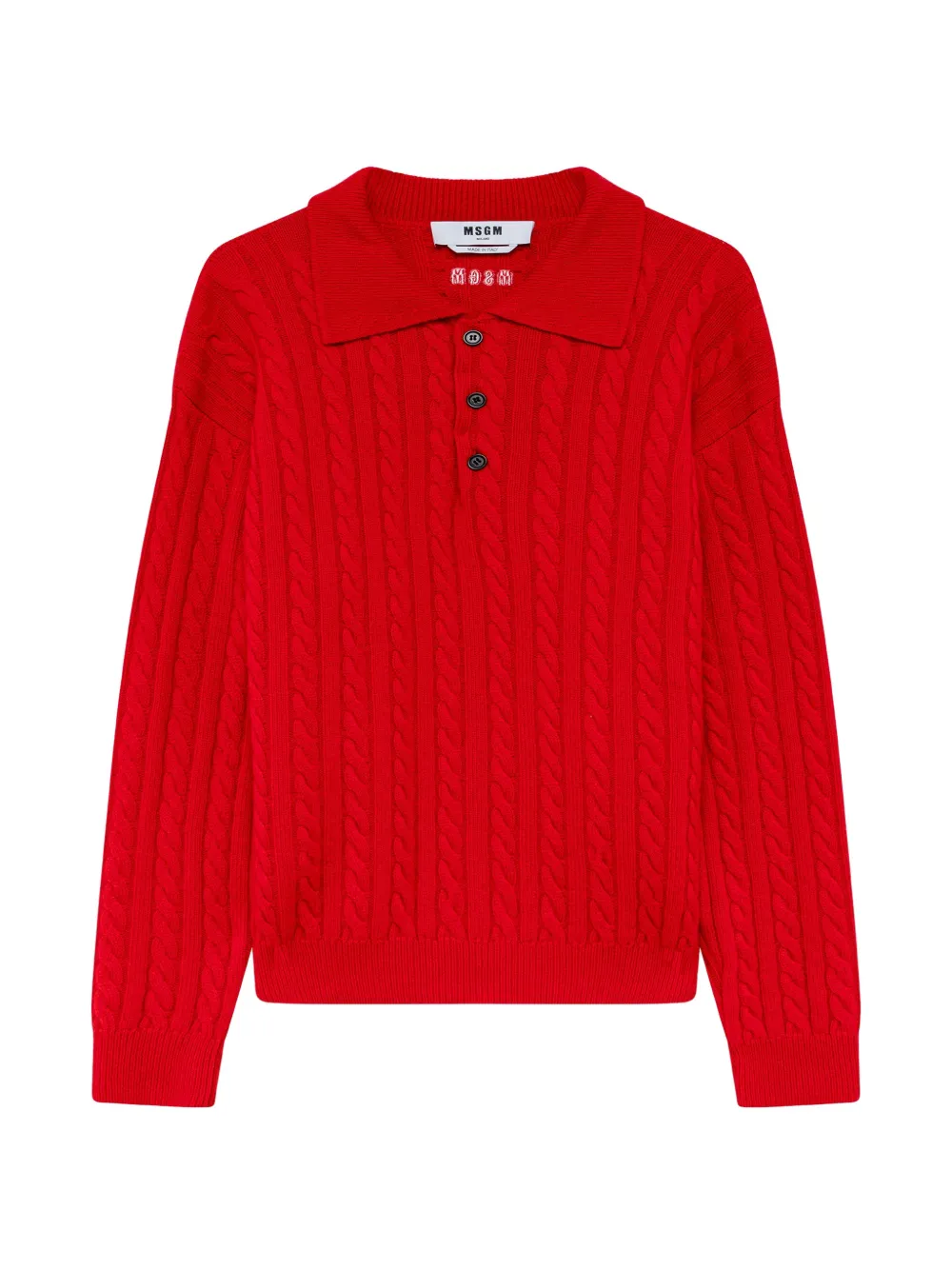 MSGM Polo in maglia intrecciata - Rosso