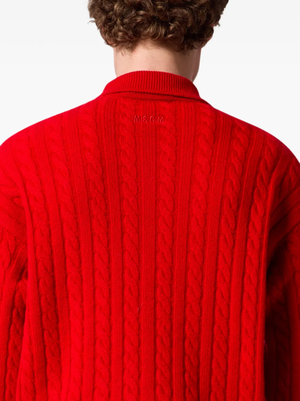 MSGM Kabelgebreid poloshirt Rood