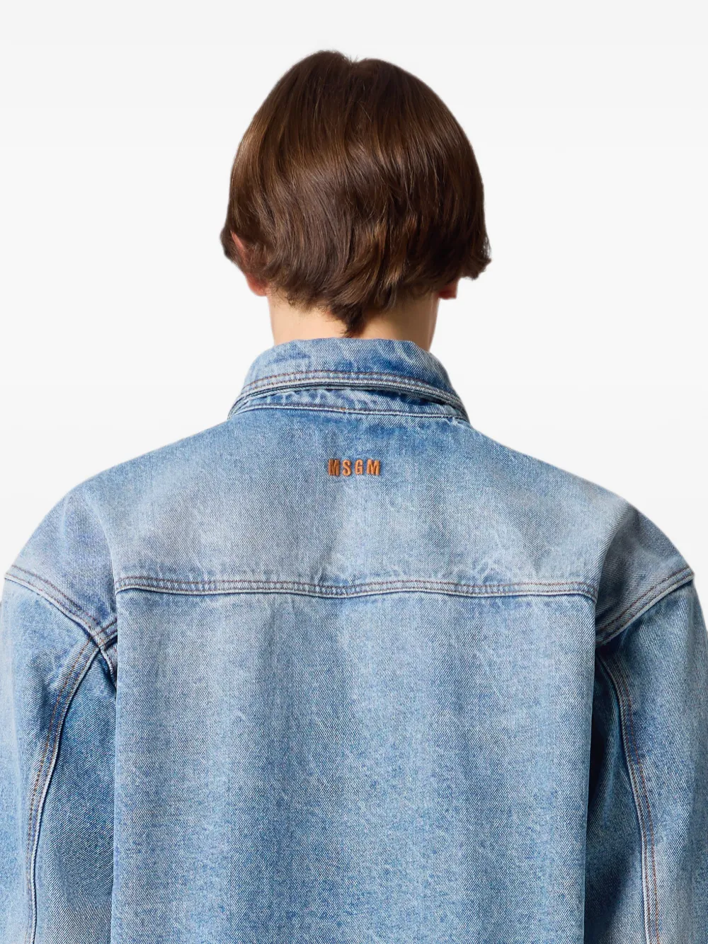 MSGM Denim overhemd met gestrikte hals Blauw