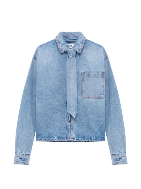 MSGM neck-tie denim shirt