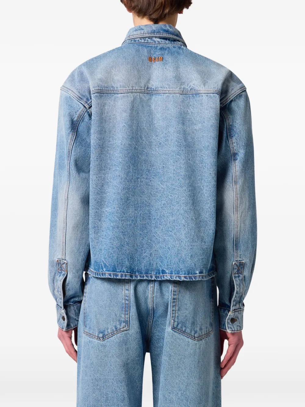 MSGM Denim overhemd met gestrikte hals Blauw