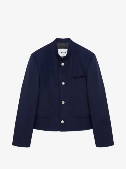 MSGM mandarin-collar logo-patch jacket