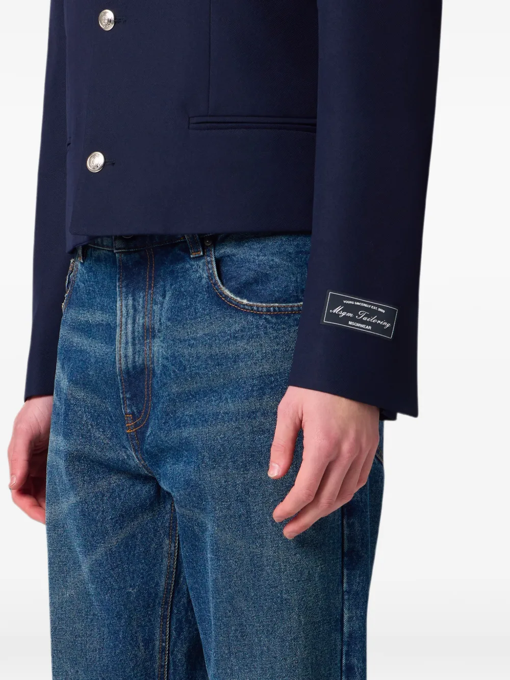 MSGM Jack met ronde opstaande kraag en logo-patch Blauw
