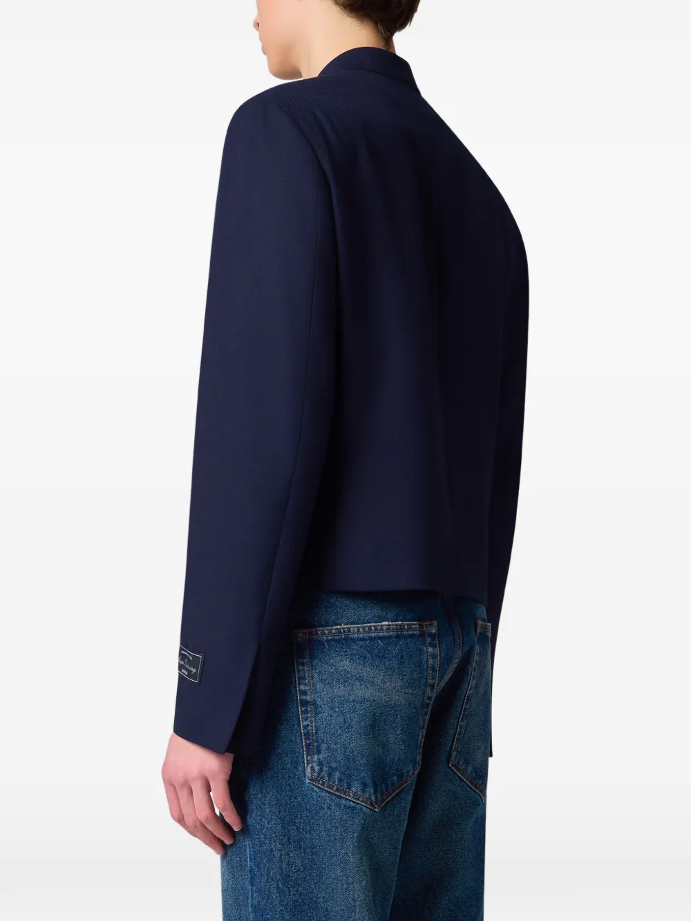 MSGM Jack met ronde opstaande kraag en logo-patch Blauw