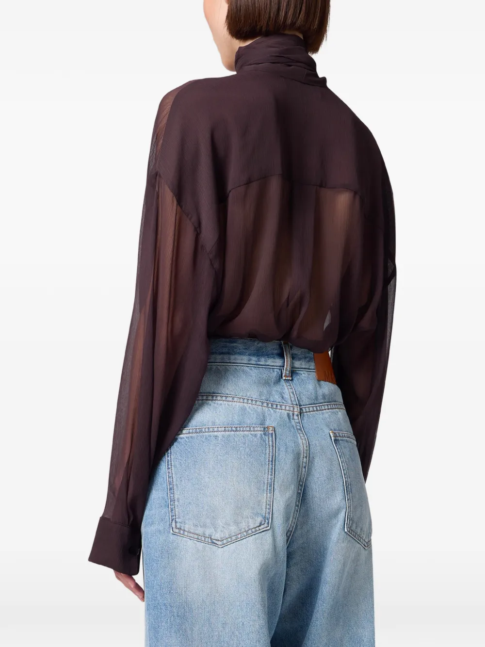 MSGM Doorzichtige blouse Bruin